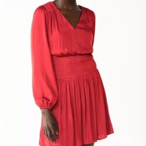 Nine West Vibrant Red Long Sleeve Dress